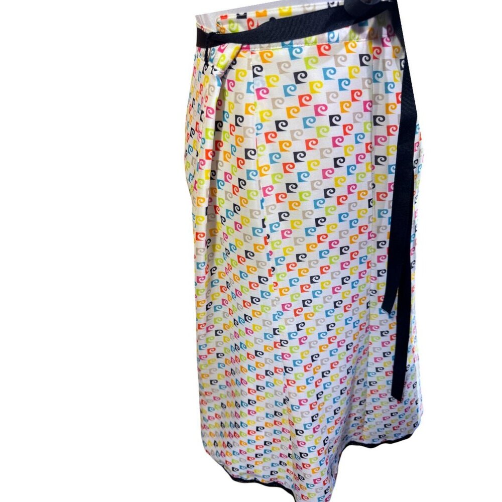 Vintage 1990s Pierre Cardin Women’s Multicolor Swirl Pattern Skirt - Picture 6 of 7